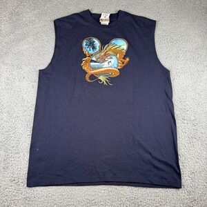 NWT Vintage Y2K Walt Disney Mickey Mouse Dragon Shirt Adult L Blue Sleeveless